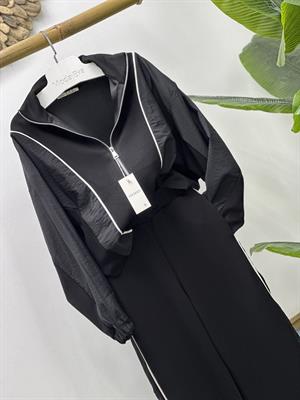 Oys Modal&Paraşüt Kumaş Biye Detay Fermuarlı İkili Eşofman Siyah Takım