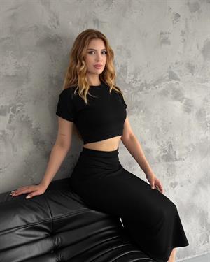 Oysho Kumaş Crop Kalem Etek İkili Takım