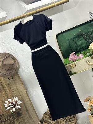 Oysho Kumaş Crop Kalem Etek İkili Takım