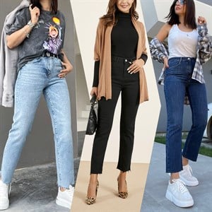 Paçası Kesik Likralı Mom Jean