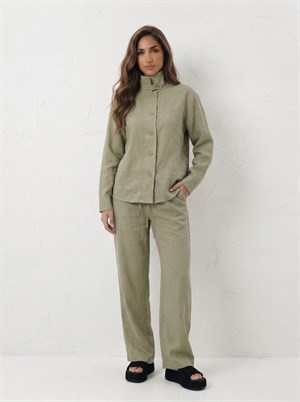 Parçalı Bomber Rahat Pantolon İkili Takım Kahverengi