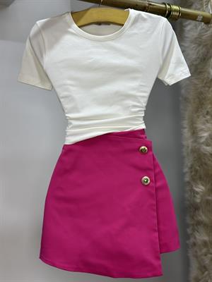 Penye Kumaş Yuvarlak Yaka Crop Tshirt 