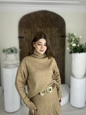 Pileli Etek Balıkçı Kazak İkili Takım