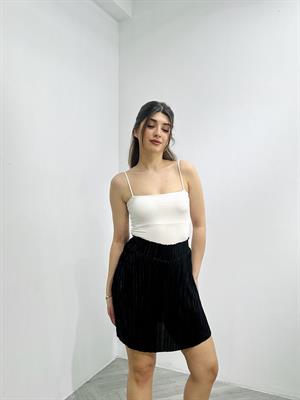 Pliseli Kumaş Asimetrik Kesim İçi Şort Astarlı Etek (Kemer Dahil Değildir)