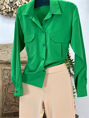 Poplin Kumaş Kapak Cepli Rahat Kalıp Gömlek