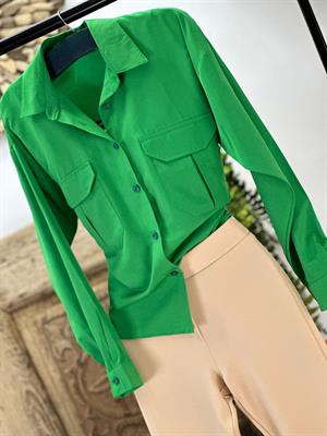 Poplin Kumaş Kapak Cepli Rahat Kalıp Gömlek