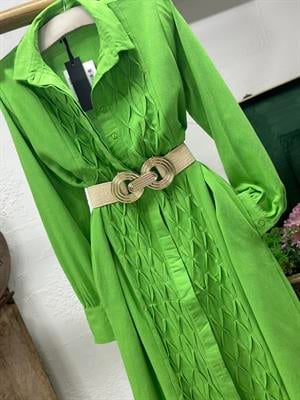 Poplin Kumaş Rahat Kalıp Önü Baklava Dikişli Gömlek Elbise 