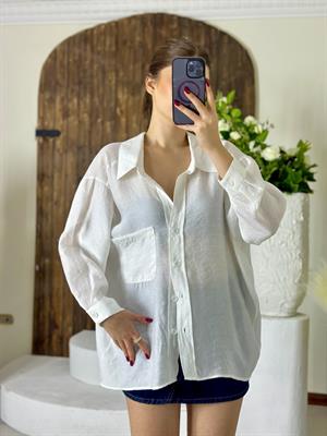 Premium Seri Oversize Düşük Omuz Gömlek Beyaz