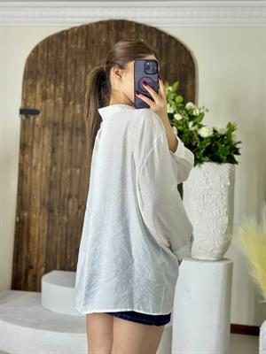 Premium Seri Oversize Düşük Omuz Gömlek Beyaz