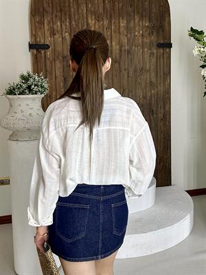 Premium Seri Transparan Detaylı Oversize İpeksi Gömlek