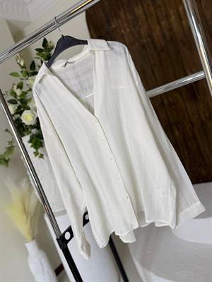 Premium Seri Transparan Detaylı Oversize İpeksi Gömlek