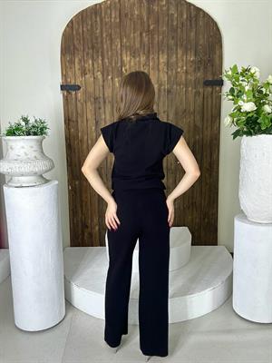 Premium Seri Vatkalı Triko İkili Takım Siyah