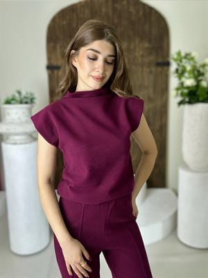 Premium Seri Vatkalı Triko İkili Takım Bordo