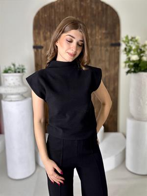 Premium Seri Vatkalı Triko İkili Takım Siyah