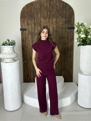 Premium Seri Vatkalı Triko İkili Takım Bordo
