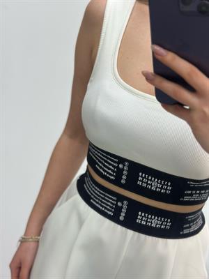 Premium Series Beli Kalın Lastikli Beyaz Palazzo Pantolon 