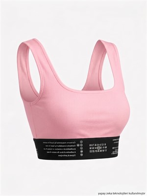 Premium Series Beli Kalın Lastikli Göğüs Dolgulu Pembe Crop