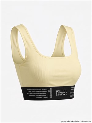 Premium Series Beli Kalın Lastikli Göğüs Dolgulu Crop Sarı