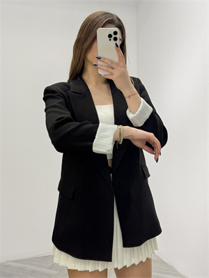 Premium Series Dubble Kumaş İçi Astarlı Vatkalı Düğmesiz Blazer Ceket
