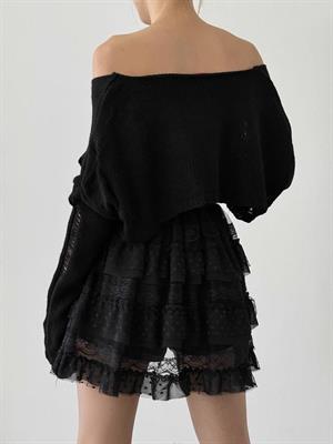 Premium Series Güpür Kumaş Beli Lastikli Etek 