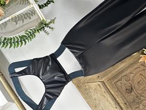 Pu Deri Kumaş Rahat Kesim Pantolon Büstiyer İkili Takım 