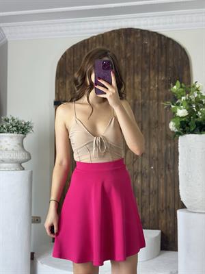 Sandy Kumaş İnce Askılı Boyun Bağlamalı Bluz