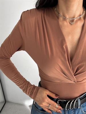 Sandy Kumaş Kruvaze Yaka Bodysuit 