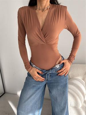 Sandy Kumaş Kruvaze Yaka Bodysuit 