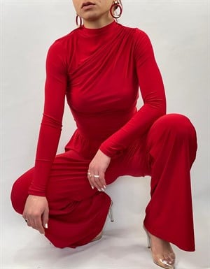 Sandy Kumaş Rahat Kalıp Kuşak Detaylı Pantolon