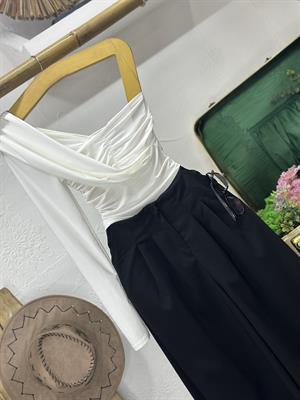 Sandy Kumaş Tek Kol Tasarım Bluz