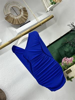 Sandy Kumaş Drapeli Yaka Detay Tasarım Elbise