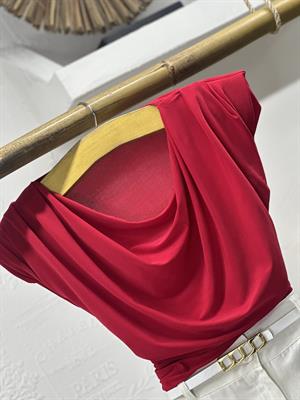 Sandy Kumaş Vatkalı Degaje Yaka Bluz 