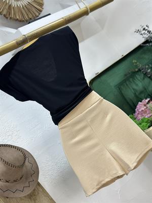 Sandy Kumaş Vatkalı Degaje Yaka Bluz 