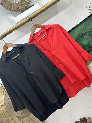 Saten Kumaş Fakir Kol Gömlek 