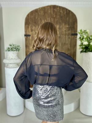 Şifon Gömlek Payet Etek İkili Tasarım Takım Gri