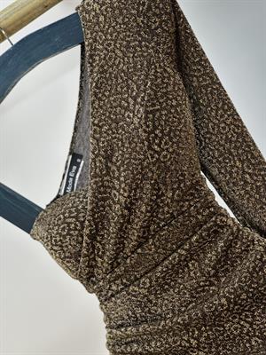 Simli Buzzy Kumaş Leopar Desen Gloplu Tek Kol Elbise