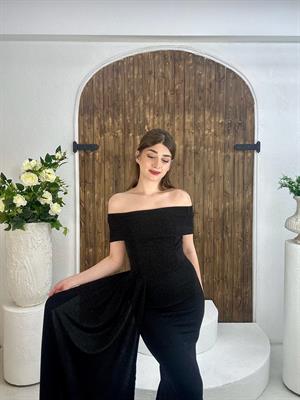 Simli Flowers Kumaş Tasarım Balık Elbisemiz