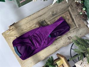 Simli Kadife Kumaş Kruvaze Model Drapeli Uzun Elbise