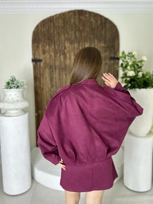 Süet Kumaş Fermuarlı Omuz Apoletli Astarlı Ceket