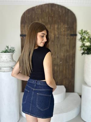 Süprem Kumaş Crop Top Siyah ve Beyaz İkili Paket