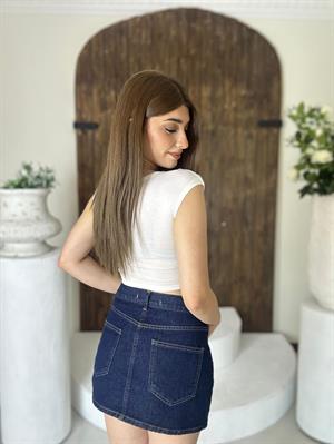 Süprem Kumaş Crop Top Siyah ve Beyaz İkili Paket