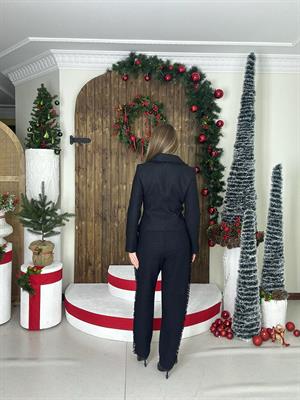 Tüvit Kumaş Ceket Pantolon İkili Takım Siyah