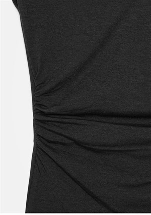 V Yaka Drape Detaylı Bluz Siyah