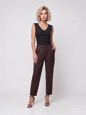 V Yaka Drape Detaylı Bluz Siyah