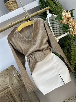 V Yaka Salaş Yumoş Triko Basic Kazak 