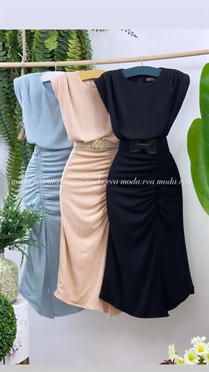 Vatkalı Astarlı Merserize Triko Elbise