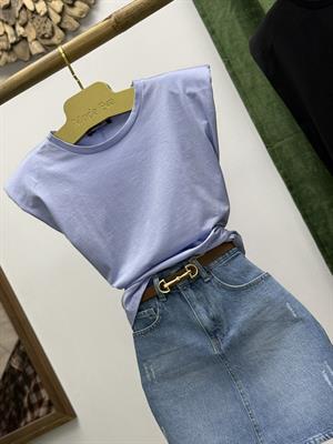 Vatkalı Basic T-shirt Bebe Mavi