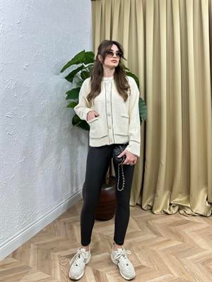 Vegan Deri Kumaş İçi Şardonlu Yüksek Bel Tayt