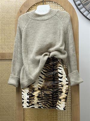 Vegan Deri Kumaş Leopar Desen Mini Etek