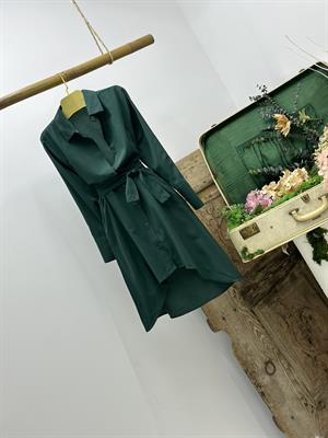 Viskon Dokuma Kumaş Asimetrik Kesim Gömlek  Elbise